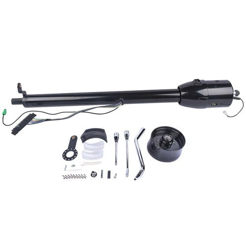 32" Automatic Column Shift Tilt Steering Column No Key & Wheel Adapter Black