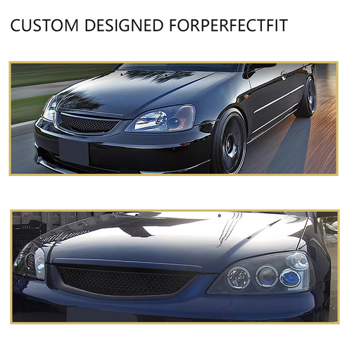 Front Bumper Upper Grill Mesh Hood Grille For 2001-2003 Honda Civic JDM Type R