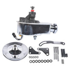 For Chevy SBC 265 283 Chrome Steel Power Steering Pump With Bracket Kit & Pulley