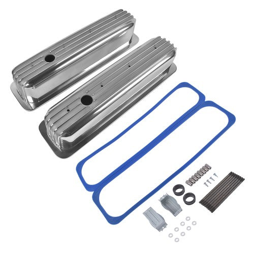 Finned Aluminum Tall Valve Covers w/ Center Bolt for Chevy SBC 5.0L-5.7L 350 450