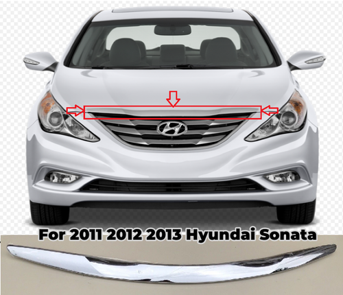 Upper Front Hood Molding Trim for 2011-2013 for Hyundai Sonata Sedan Chrome
