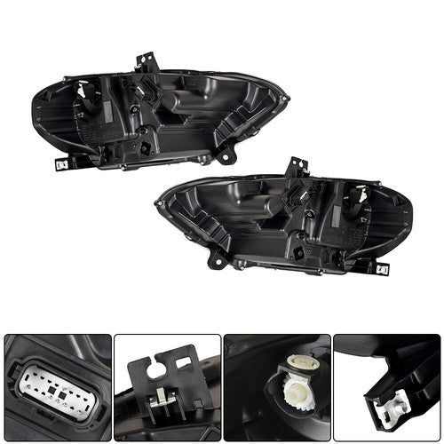Black Housing Headlamp Headlight LED DRL LH&RH Pair For Ford Mustang 2018-2020