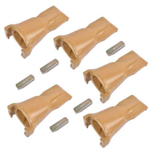 5 Pk Bucket Teeth with Flex Pins Yellow V23SYL V23PN for Backhoe Loader Crane