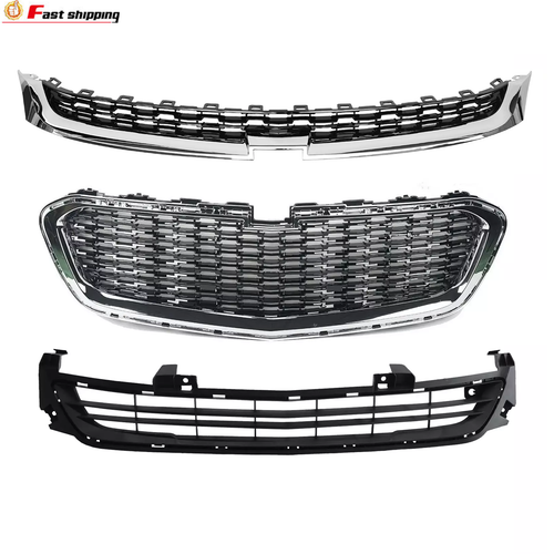 Front Upper Center Lower Grille Chrome Set for Chevrolet Malibu 2014-2016