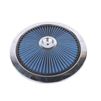 14" x 3" Air Cleaner Set Super Flow Washable Blue for Carburetor w/ 5 1/8" Neck