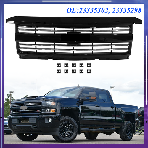 Front Upper Grille Hood Black Painted for Silverado 2500 HD 3500 HD 2015-2019
