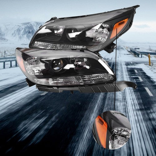 Projector Headlights Halogen Black Housing For Chevy Malibu 2013-2016 Left&Right