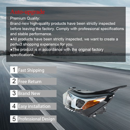 Halogen Headlight Assembly Chrome Driver Left Side For Chevy Equinox 2018-2019