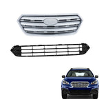 Plastic Front Upper & Lower Grilles 2 Pcs Fit For Subaru Outback 2015-2017