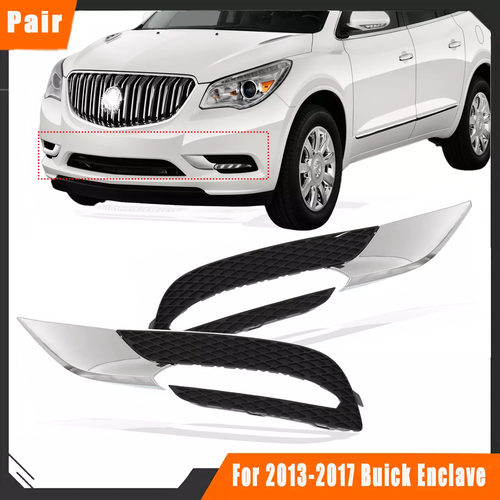 Fog Light Trim Set for 2013-2017 Buick Enclave Left Right Black Chrome 2Pc