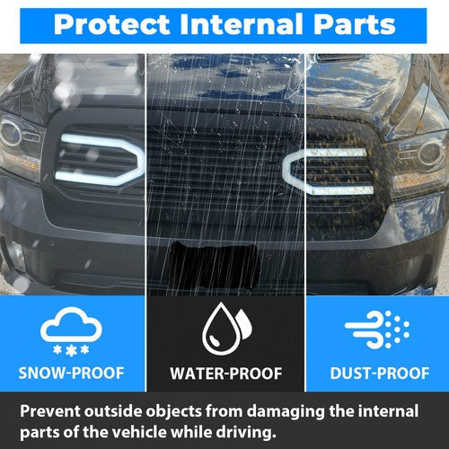 Front Upper Big Horn Black Grille Shell With Light for 2013-2018 Dodge Ram 1500