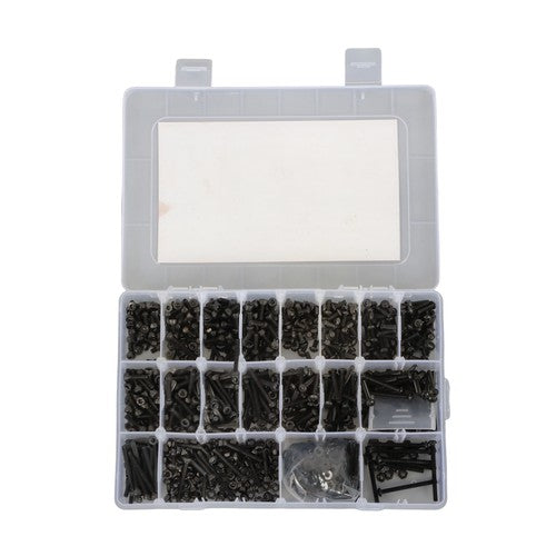 1590-Piece M3 Screw Kit with Hex Button & Socket Head Bolts, Nuts, and Washers