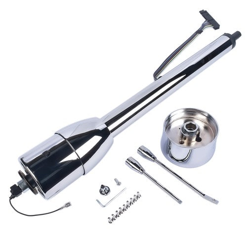 28" Chrome Tilt Manual Style Steering Column with Wheel Adapter No Key Hot Rod