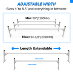 Cargo Adjustable Roof Mount Ladder Rack 4-8.5 Feet for Enclosed Opened Trailer