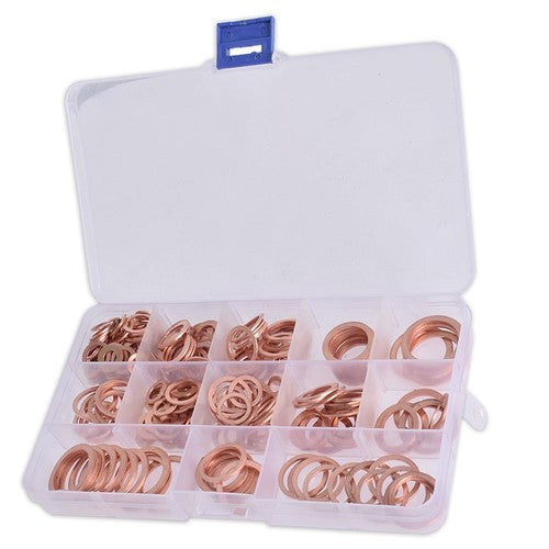 Solid Copper Crush Washers Seal Sealing Flat O-Ring Gaskets Assorted 280Pcs/Kit