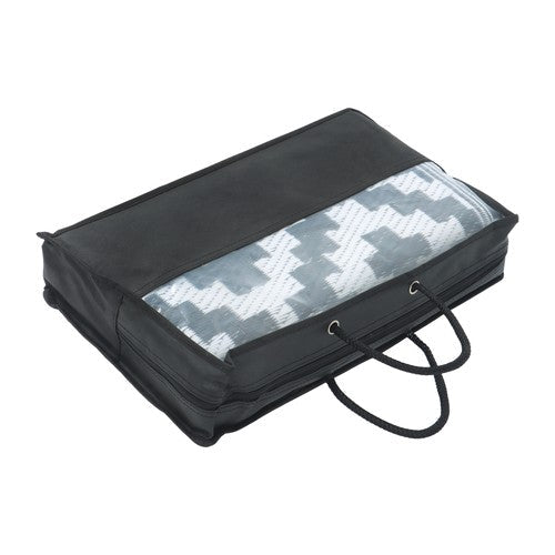 Waterproof Outdoor Carpet Black & White 4x6FT Plastic Straw Rug For Camping