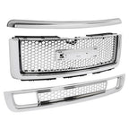 Upper Lower Grille Hood Molding Chrome for 2007-13 GMC Sierra 1500 Denali Pickup
