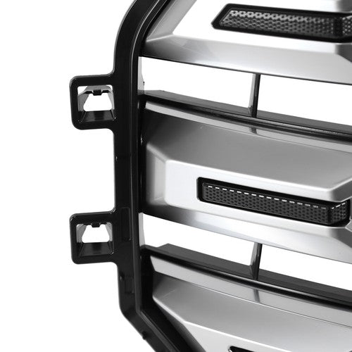 Front Upper Grille Brushed Satin Aluminum for Toyota Tundra 2022-2024 Platinum