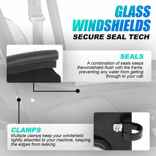 Clear Full Glass Windshield For Polaris RZR XP 4 Turbo S/XP Turbo S 2018-2020