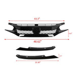 Front Grille for Honda Civic 2019-2021 2020 Coupe Sedan Type R Style Black Mesh