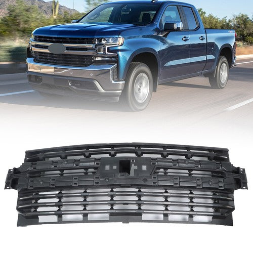 For Silverado 1500 2019-2022 Front Upper Bmuper Grille ABS Black Grill 84493306