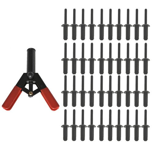 41Pcs Plastic Poly Rivet Gun Quick Set Riveting Hand Tool W/ 40 Poly Rivets USA