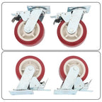 Four 6" red industrial casters 2 with brakes 2 without brakes