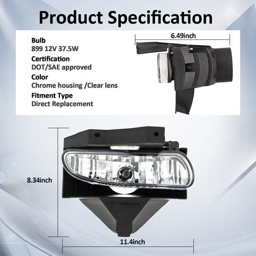 Pair Front Bumper Driving Fog Light Lamp for 1999-2004 for Ford Mustang GT