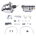 7Inch Chrome Power Brake Booster Master Cylinder Disc Drum Kit for Bel Air 55-57