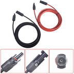 1Pair Solar Panel Extension Cable Wire Connector 12AWG 10ft Black + Red