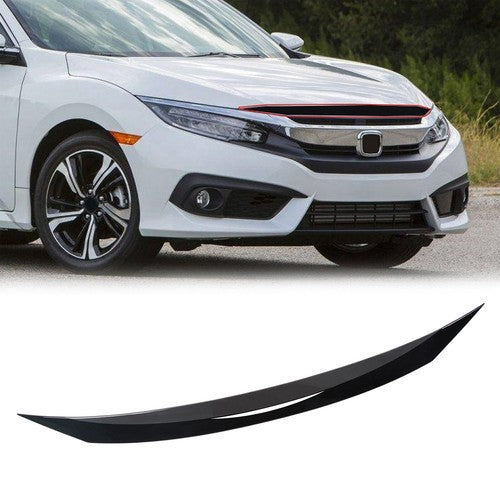 Gloss Black Front Hood Bumper Upper Nose Cover for Honda Civic Si 2016-2021