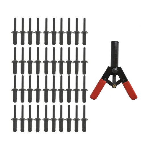 41Pcs Assorted Plastic Rivet Rivet Gun Quick Set Hand Tool W/ 40 Poly Rivets