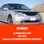 Fits 2001-2003 Honda Civic Sedan Front Mesh Grille & Clear Lens Fog Lights Lamps
