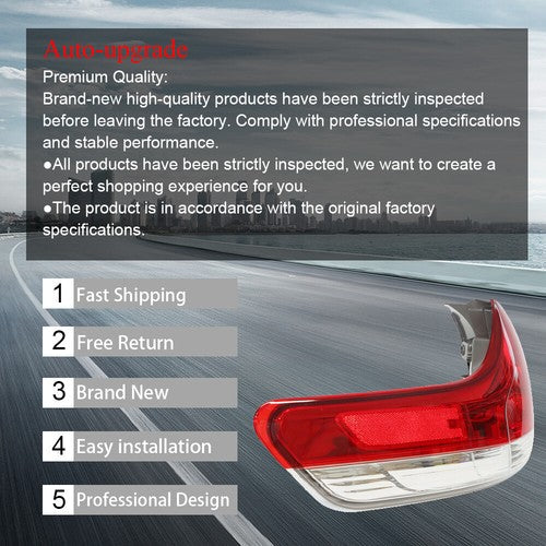 Driver LH Side Outer Tail Light Lamp Replace Halogen For 2011-2014 Toyota Sienna