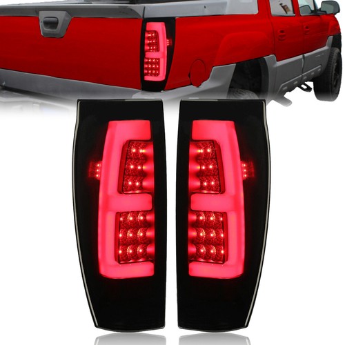 LED Tube Bar Black Smoked Tail Lights Pair for 2002-06 Chevy Avalanche 1500 2500