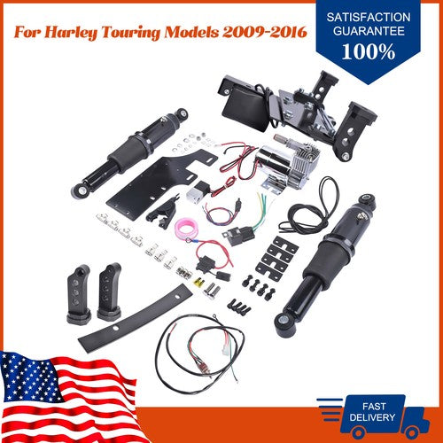 Air Ride Kit with Motorcycle Electric Center Stand for Harley Road King 09-16
