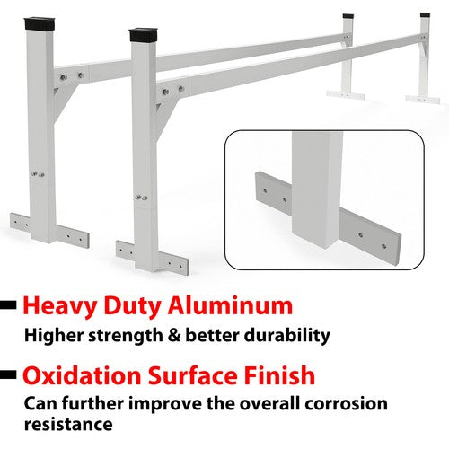 Cargo Adjustable Roof Mount Ladder Rack 4-8.5 Feet for Enclosed Opened Trailer