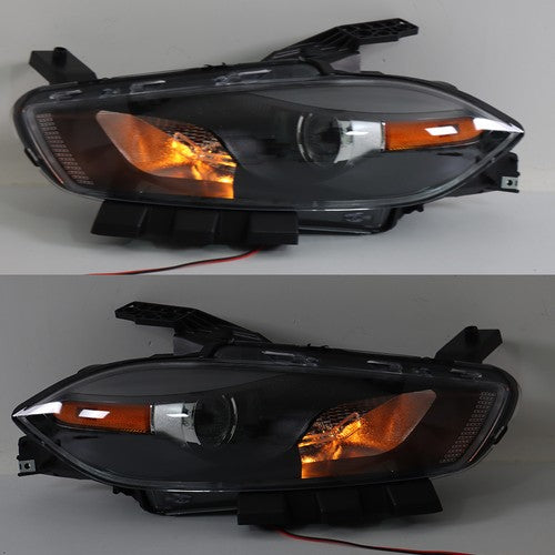 Fit For Dodge Dart 2013-2016 LH+RH Headlights Replacement Halogen Black Housing