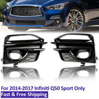 Fog Lights Cover Bezel for 2014-2017 for Infiniti Q50 Sport Gloss Black