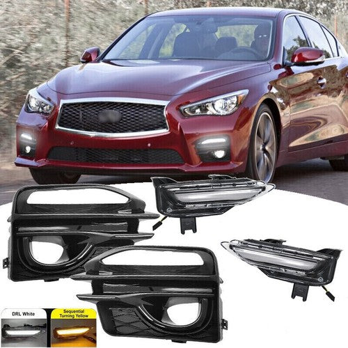 ZZ2V00206 LED Fog Lights Turn Signal Front for 2014-2017 Infiniti Q50 Sport