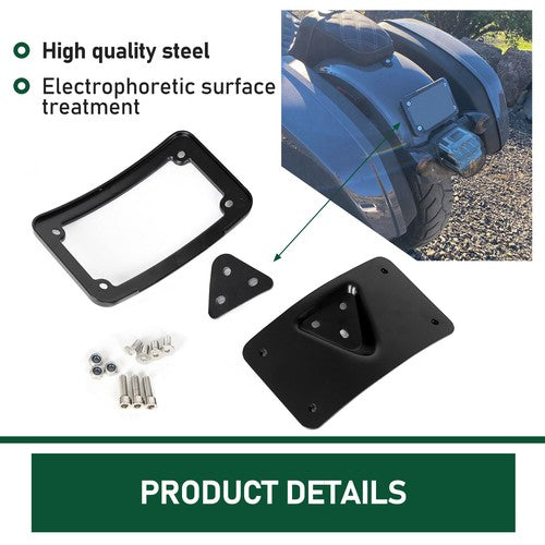 Curved Laydown License Plate Mount Bracket For Harley Sportster Dyna Softail