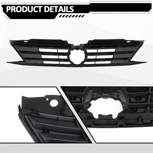 Front Bumper Chrome Grille Grill for 2015-2018 for VW for Volkswagen Jetta