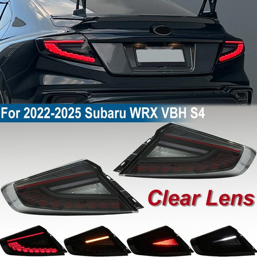 Rear LED Dynamic Tail Lights Clear Lens Red Bar for 2022-2025 for Subaru WRX