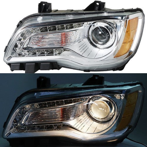 Fit For Chrysler 300 2011-2014 LH/Left Headlight Replacement Chrome Housing