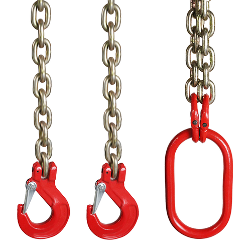 2PCS 5/16"x6' G80 Chain Lifting Sling 2 Legs 3T 6600lbs Capacity Grab Hooks
