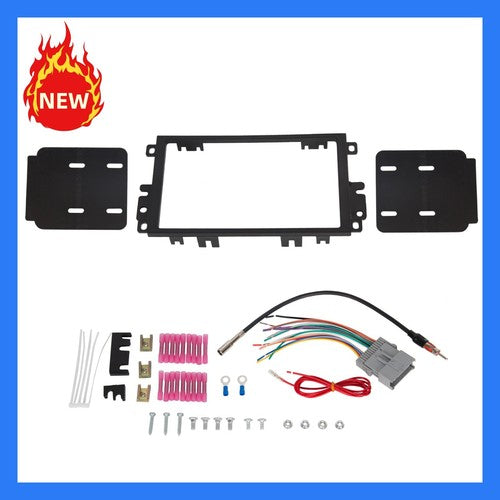 Double Din Stereo Radio Install Dash Kit with Antenna Adapter Wire Harness for GMC