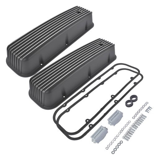 3-11/16" Tall Finned Valve Covers Polished Fits Chevy BBC 396-502 1965-1995