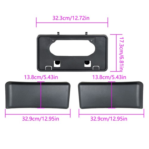 For 2009-2014 Ford F-150 License Plate Frame Bracket & Bumper Guards Pads Front