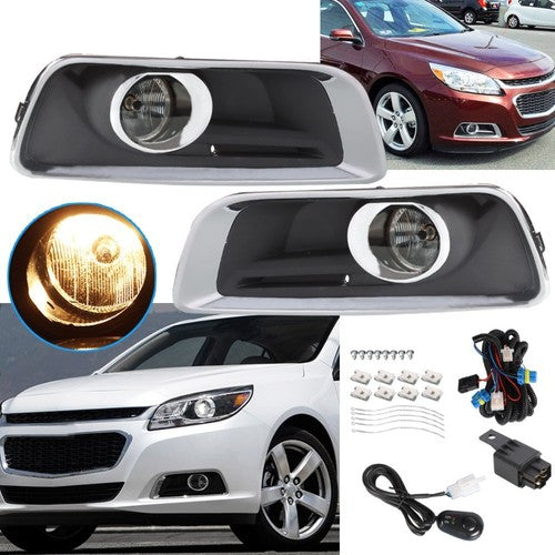 For 13-15 Chevy Malibu Clear Fog Lights Bumper Lamps +Switch+Wiring Set