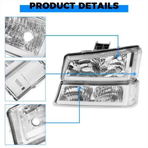 LED Headlights and Bumper Light for 2003-2006 07 Chevy Silverado 1500 2500 3500
